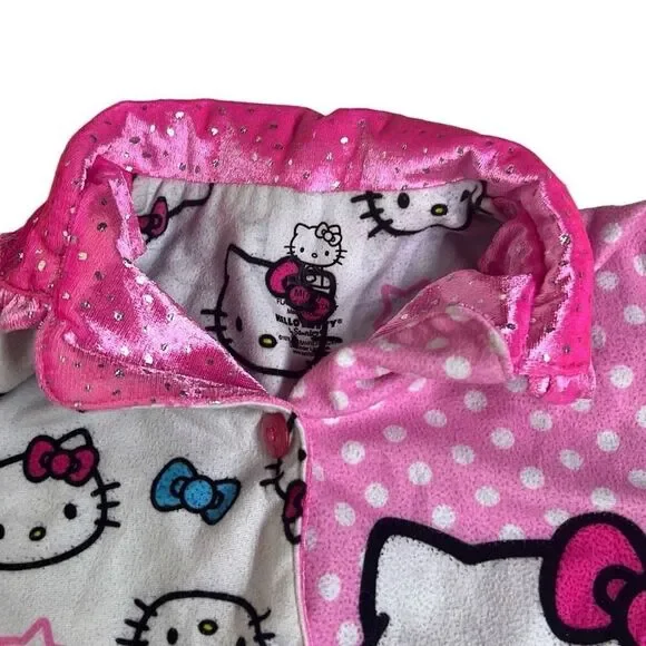 Sanrio Girl's White Pink Hello Kitty Flame Resistant Pajama Top Size M 7/8 - Picture 6 of 9